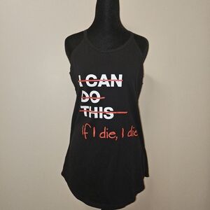 Source Unknown Black Tank Top with Red and White Text